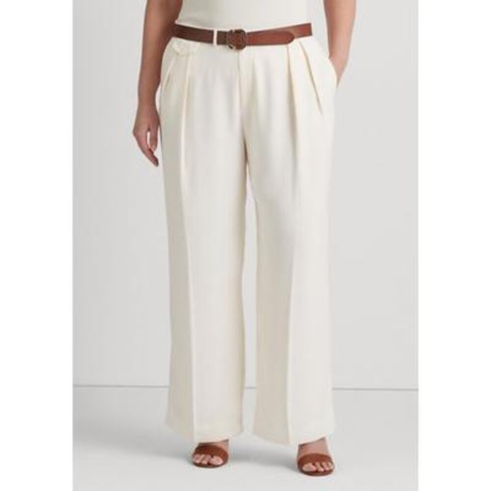 Lauren Ralph Lauren Pleated Georgette Wide Leg Pants